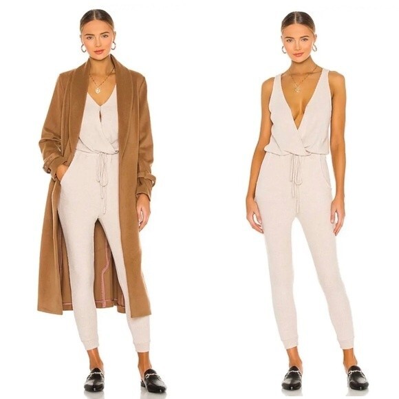 LBLC The Label Samantha High Waisted Ribbed Jumpsuit in Oatmeal Beige Revolve M - Picture 5 of 16